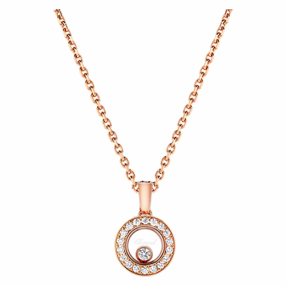 Happy Diamonds collier en or rose avec pendentif rond
