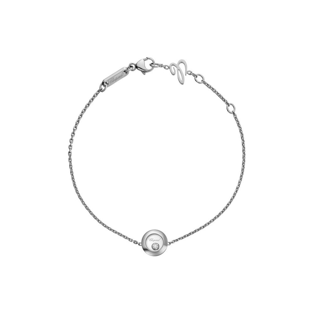 Happy Diamonds bracelet en or blanc avec pendentif rond