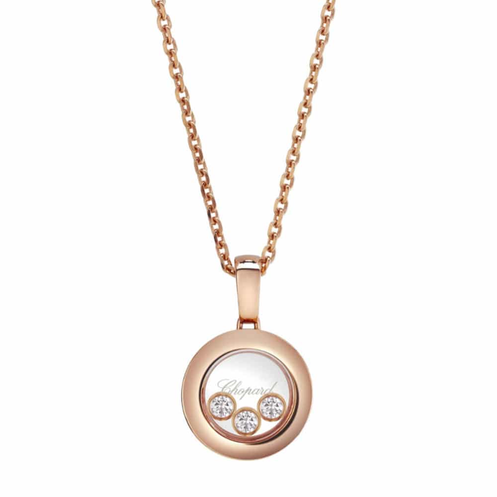 Happy Diamonds collier en or rose avec pendentif en forme de rond