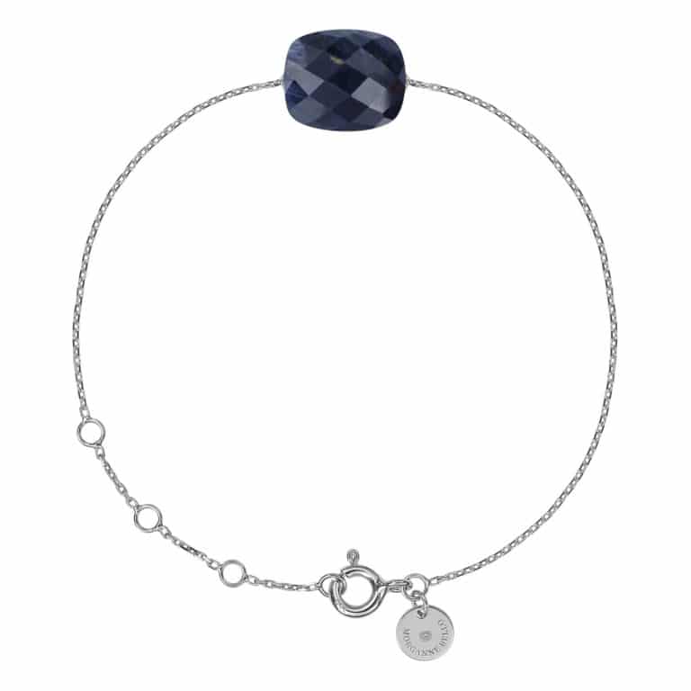 Morganne Bello - Friandise bracelet in 750 white gold on a round convict chain and cousin-cut pietersite
