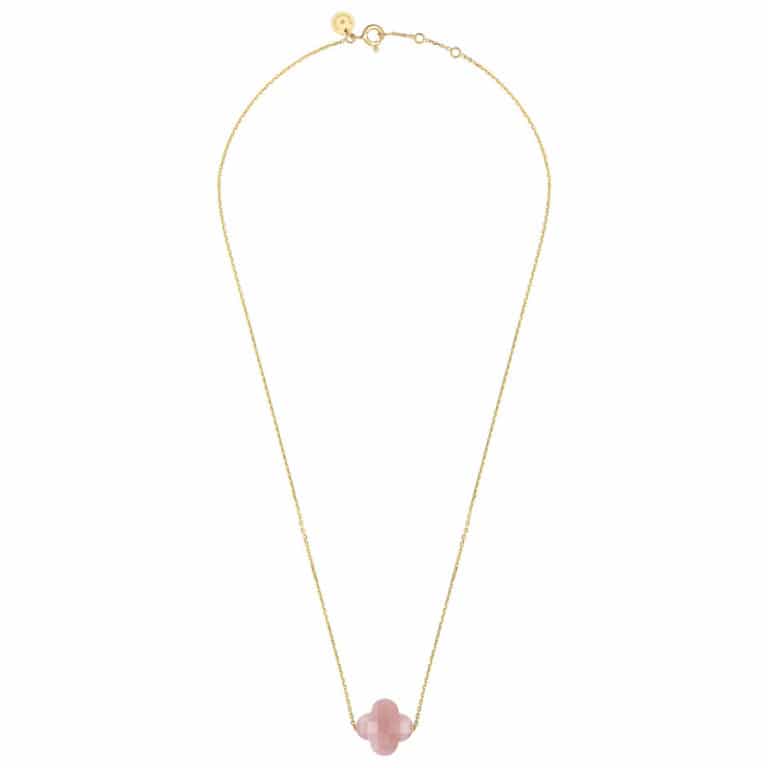 Morganne Bello - Friandise collier en or jaune maille forçat avec trèfle en quartz Guava