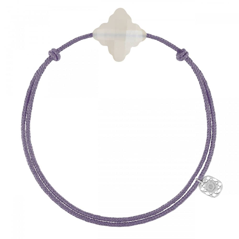 Baroque bracelet cordon mauve et pierre de lune blanche
