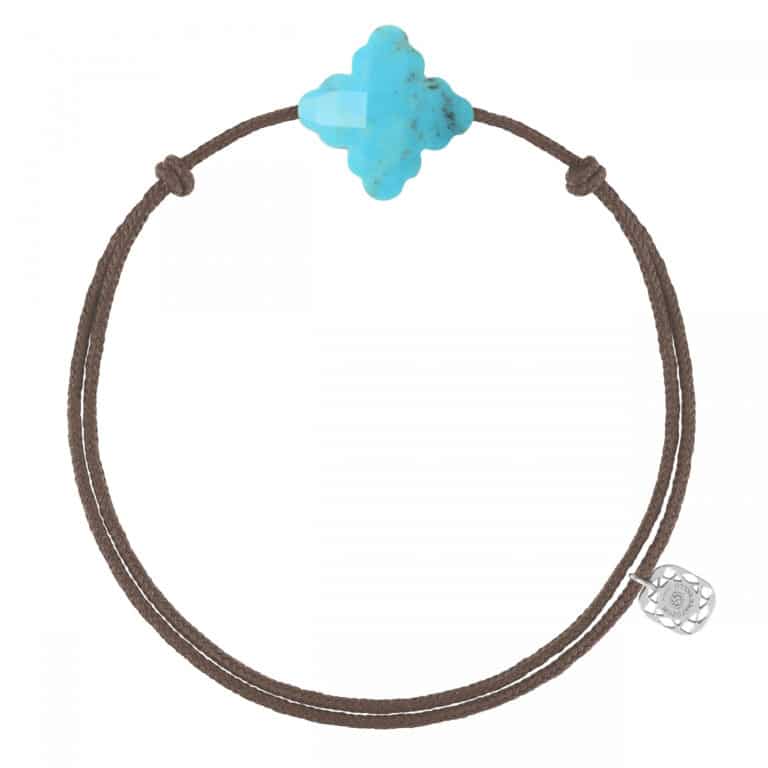 Morganne Bello - Baroque taupe and turquoise cord bracelet