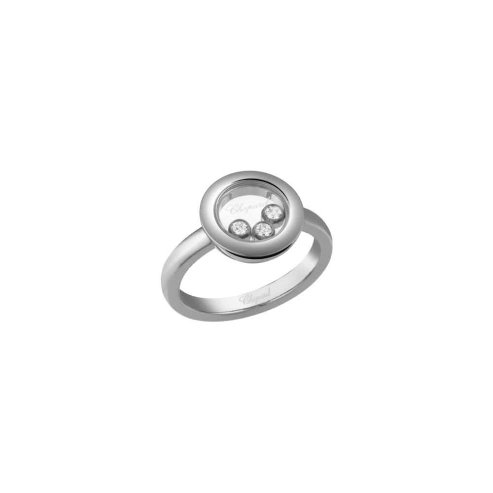 Happy Diamonds bague en or blanc avec 3 diamants mobiles