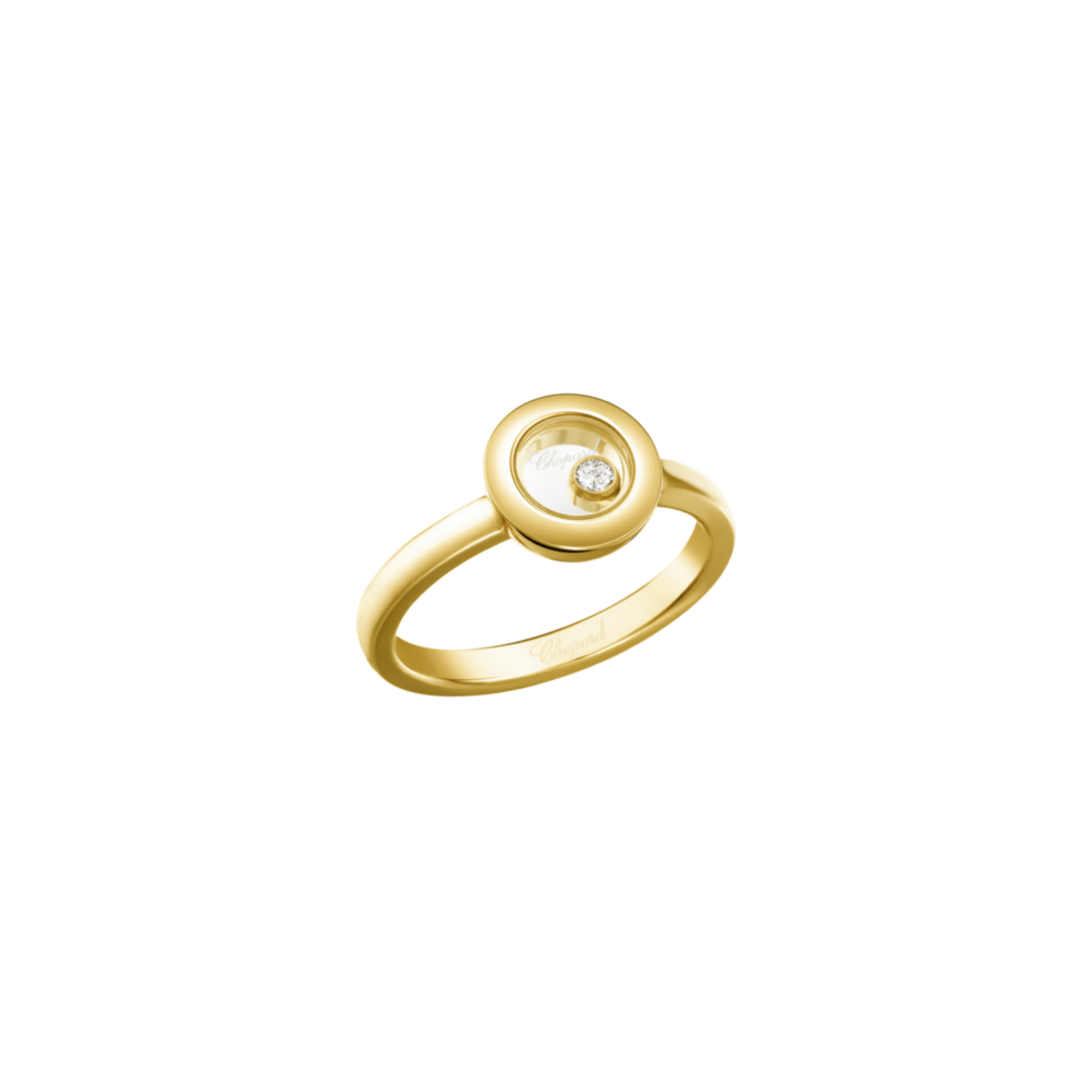Happy Diamonds bague en or jaune avec un diamant mobile