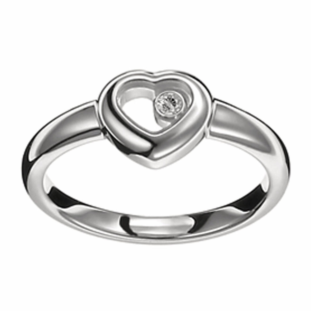 Happy Diamonds bague en or blanc avec un diamant mobile