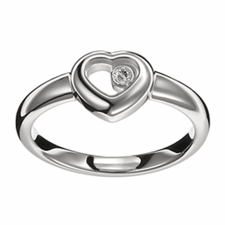 Chopard - Happy Diamonds bague en or blanc avec un diamant mobile