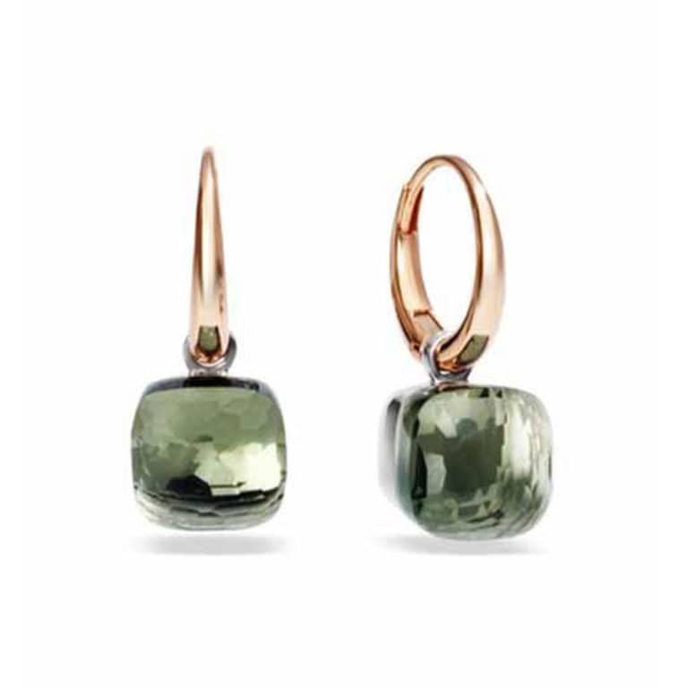 Pomellato - Nudo Classic boucles d’oreilles dormeuse en or rose serties de deux prasiolites