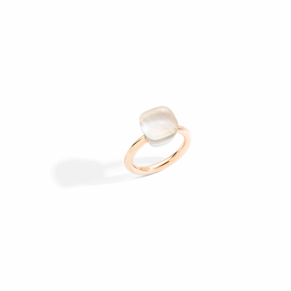Nudo Classic Gelè ring in white gold and rose gold set with a white topaz