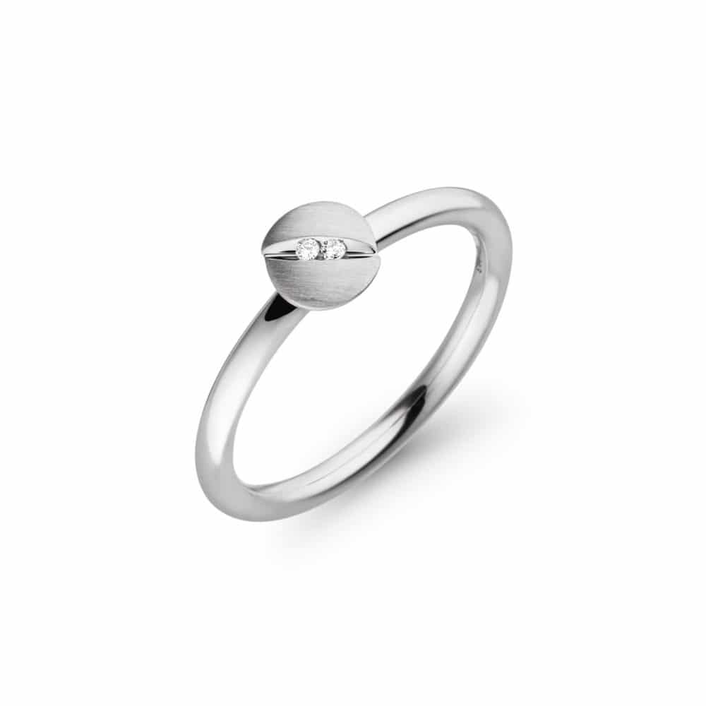 Urban bague en or blanc 750 et palladium satiné et poli sertie de deux diamants