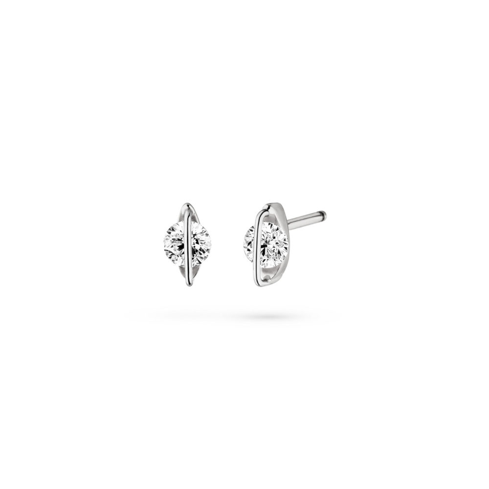 Liberte Arcana clous d’oreilles en or blanc sertie deux diamants et 4 diamants