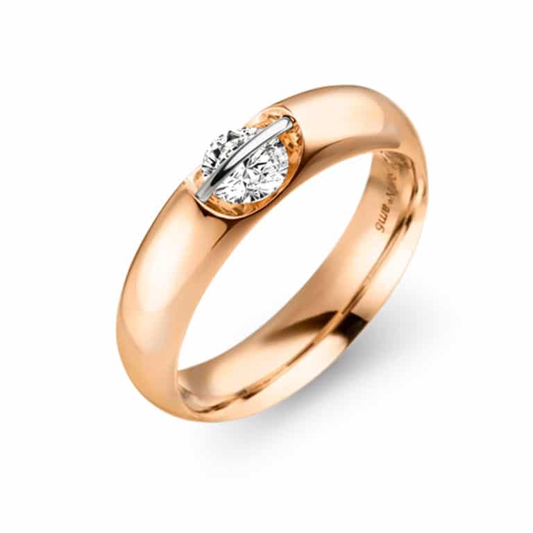 Schaffrath - Liberté Arcana solitaire en or rose 750 et platine 800 serti d’un diamant libre
