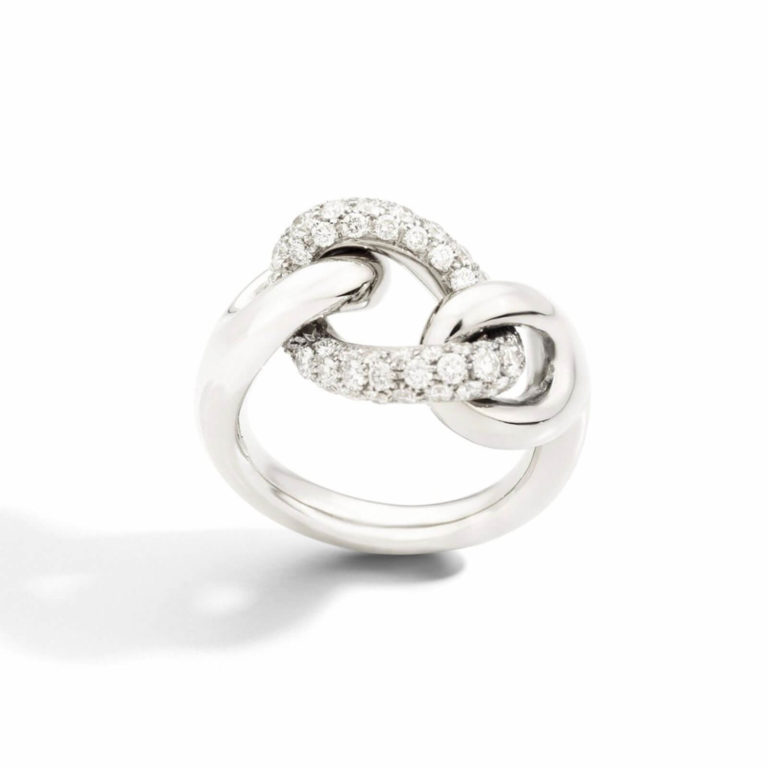 Pomellato - Catene bague en or blanc 750 sertie de 56 diamants blancs