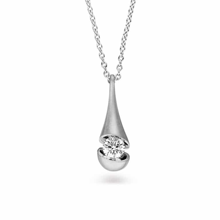 Schaffrath - Calla collitaire en or blanc et palladium satiné serti d’un diamant