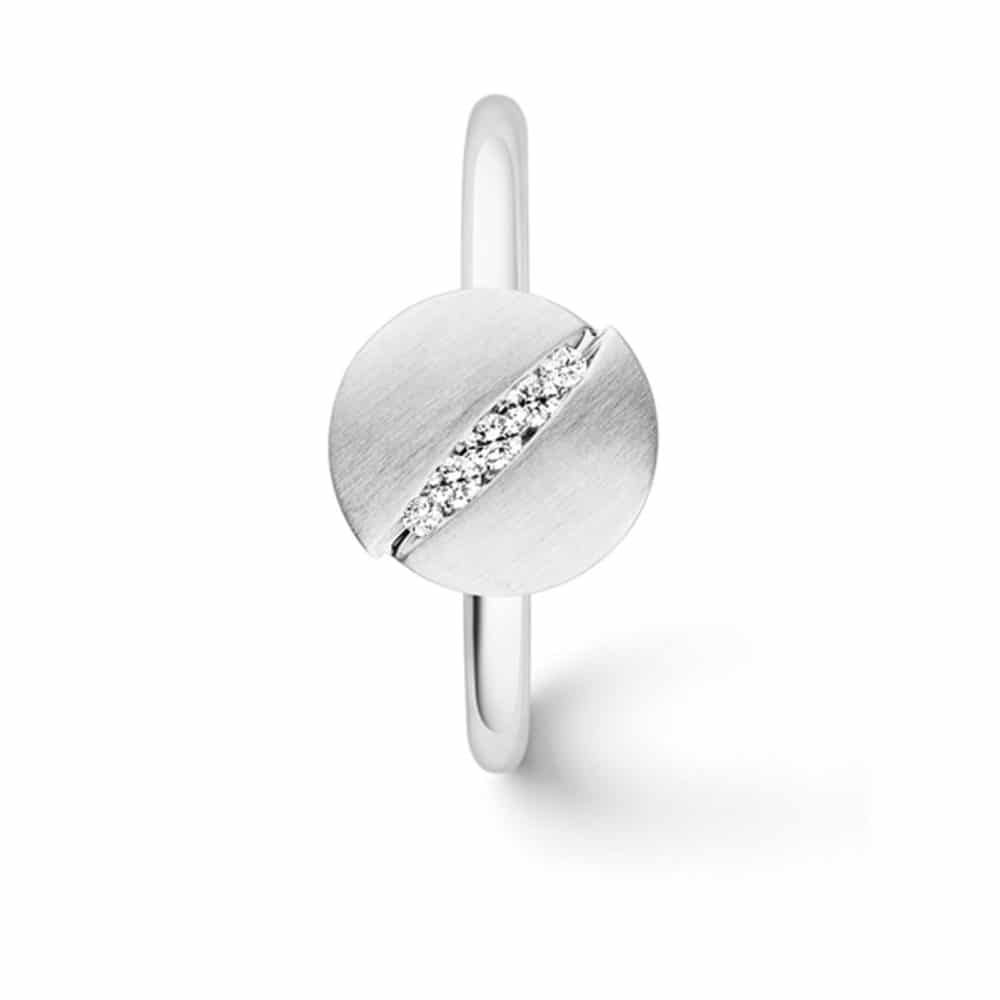 Urban bague en or blanc et palladium satiné et polie sertie de 5 diamants