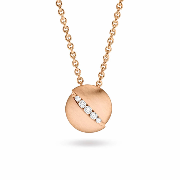 Schaffrath - Urban collier en or rose satiné et poli serti d’un diamant, maille forçat ronde