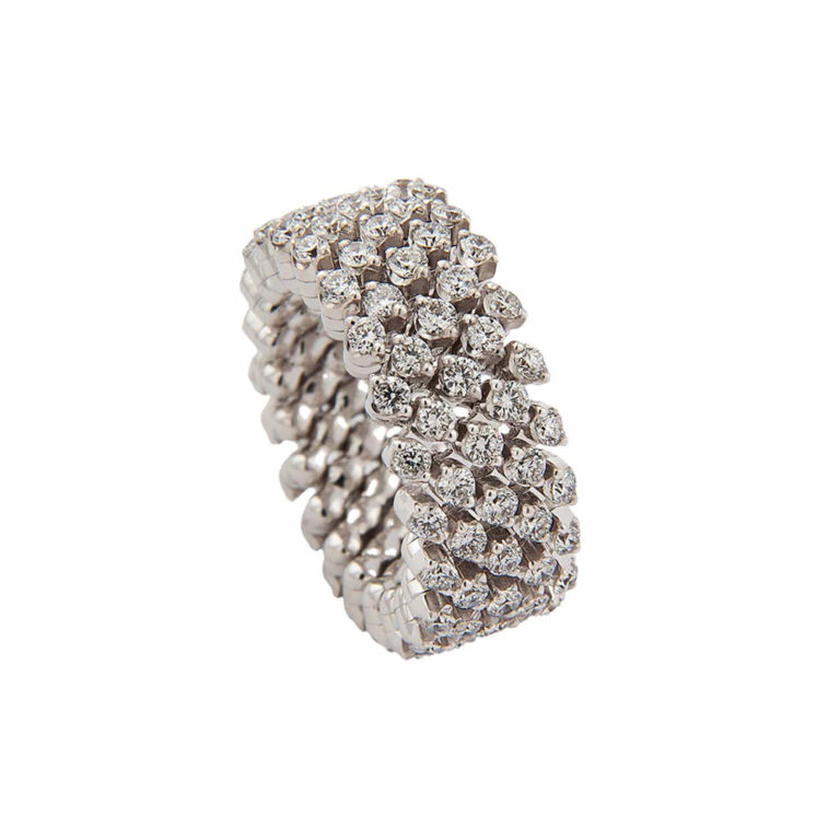 Serafino Consoli - Bague 5 rangs en or gris sertie de diamants