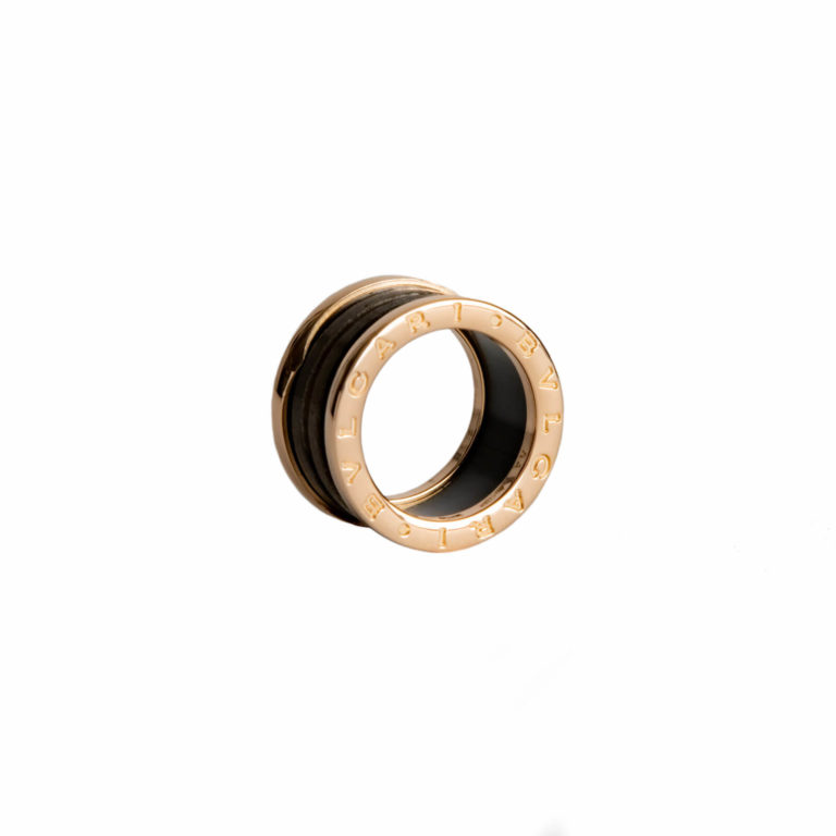 Bulgari - Bzéro1 ring in pink gold and brown marble