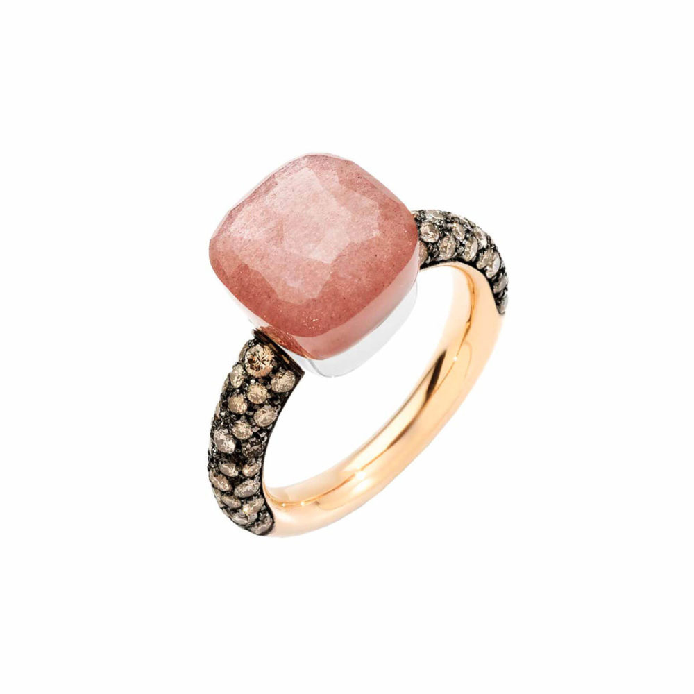 Nudo Chocolate Classic pink gold ring set with an orange moonstone