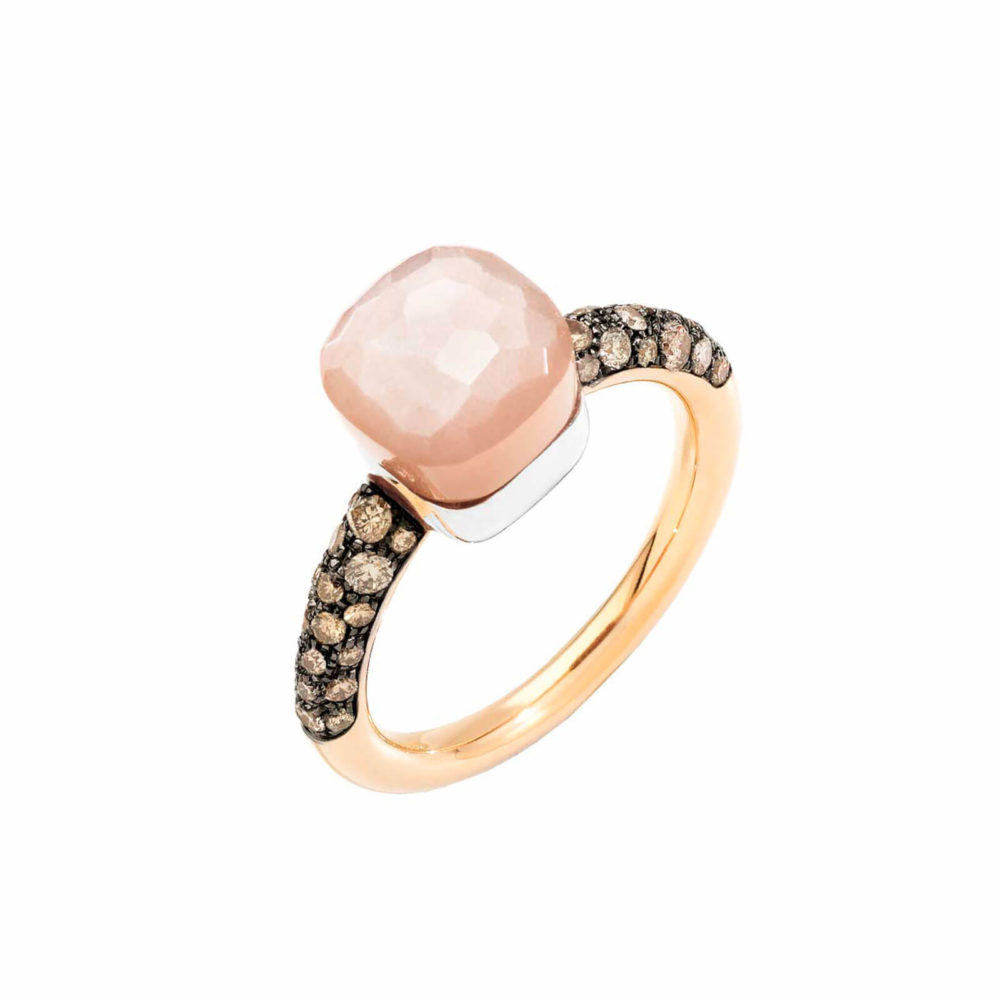 Nudo Chocolate Petit bague en or rose sertie d’une pierre de lune brune claire