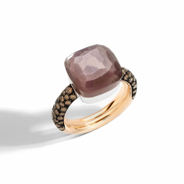 Pomellato - Nudo Chocolate Maxi bague en or rose sertie d’une pierre de lune brune foncée