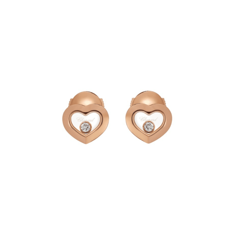 Chopard - Happy Diamonds boucles d’oreilles en or rose 750, sertie de deux diamants mobiles
