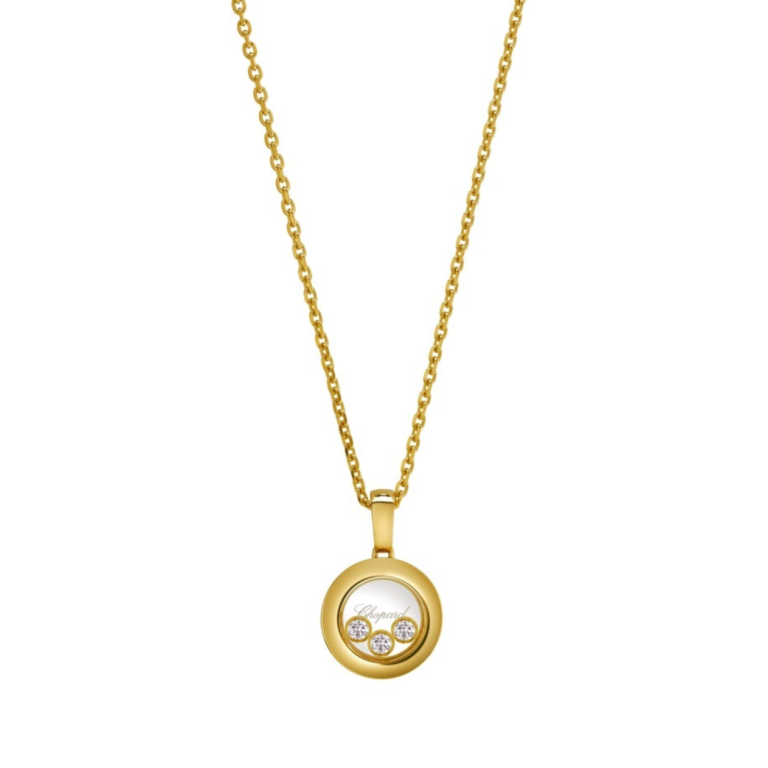 Chopard - Happy Diamonds collier en or jaune 750, pendentif rond avec 3 diamants mobiles