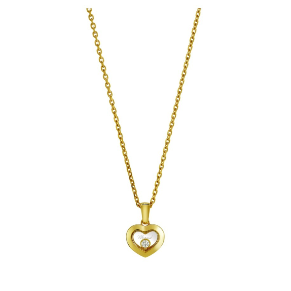 Happy Diamonds collier or jaune 750, pendentif motif coeur avec un diamant mobile