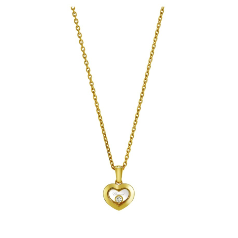 Chopard - Happy Diamonds collier or jaune 750, pendentif motif coeur avec un diamant mobile