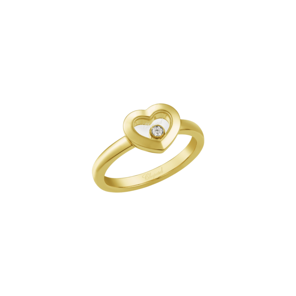 Happy Diamonds yellow gold ring with a moving diamond