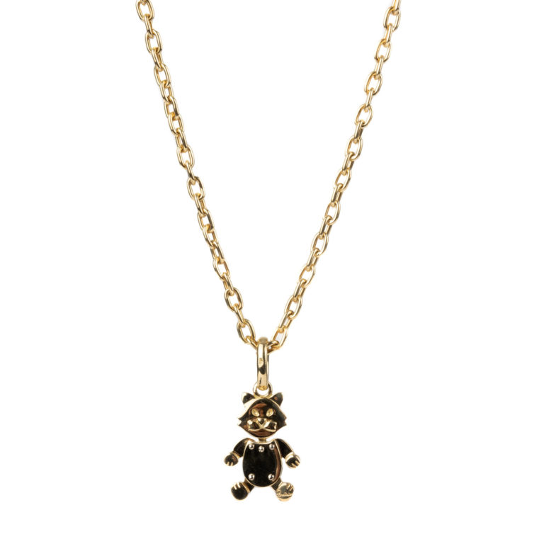 Pomellato - Vintage “articulated cat” pendant in yellow gold with convict chain