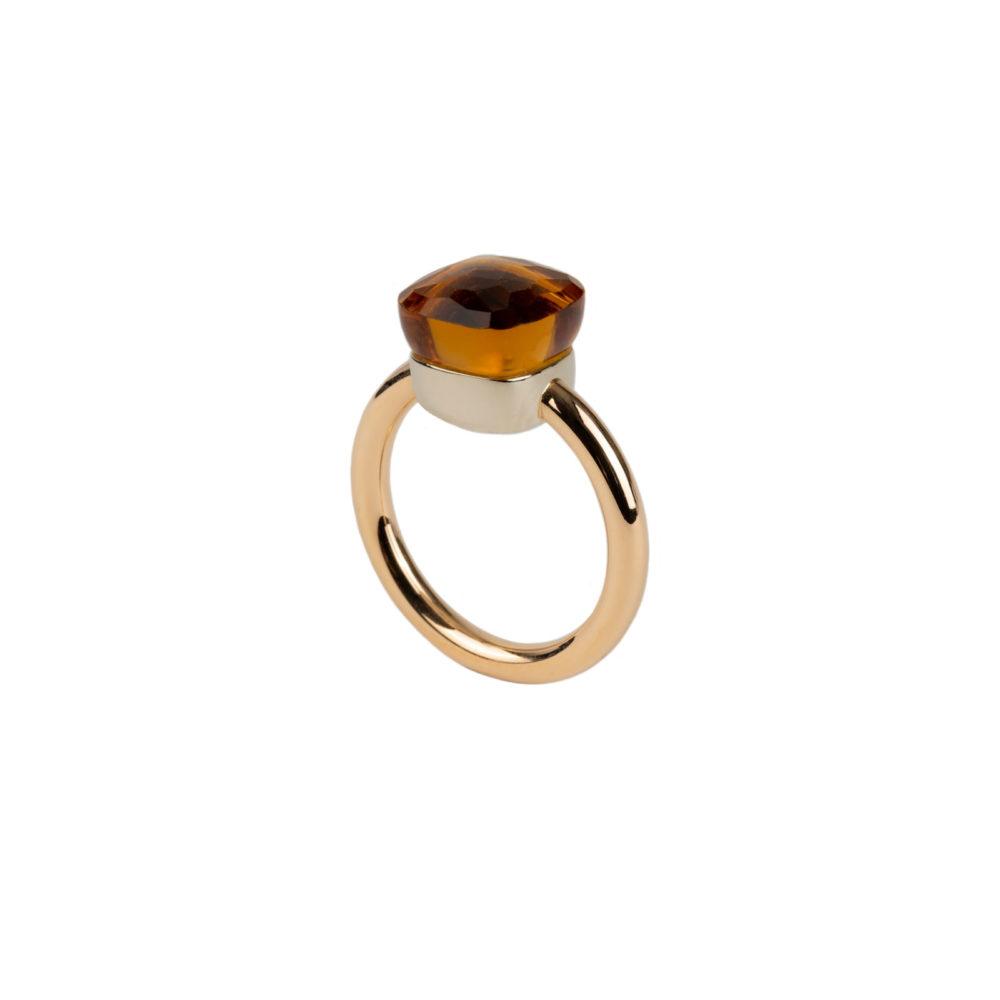 Nudo bague en or rose et or blanc avec citrine