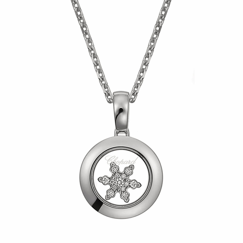 Happy Diamonds collier en or blanc avec pendentif flocon de neige sertie de 13 diamants