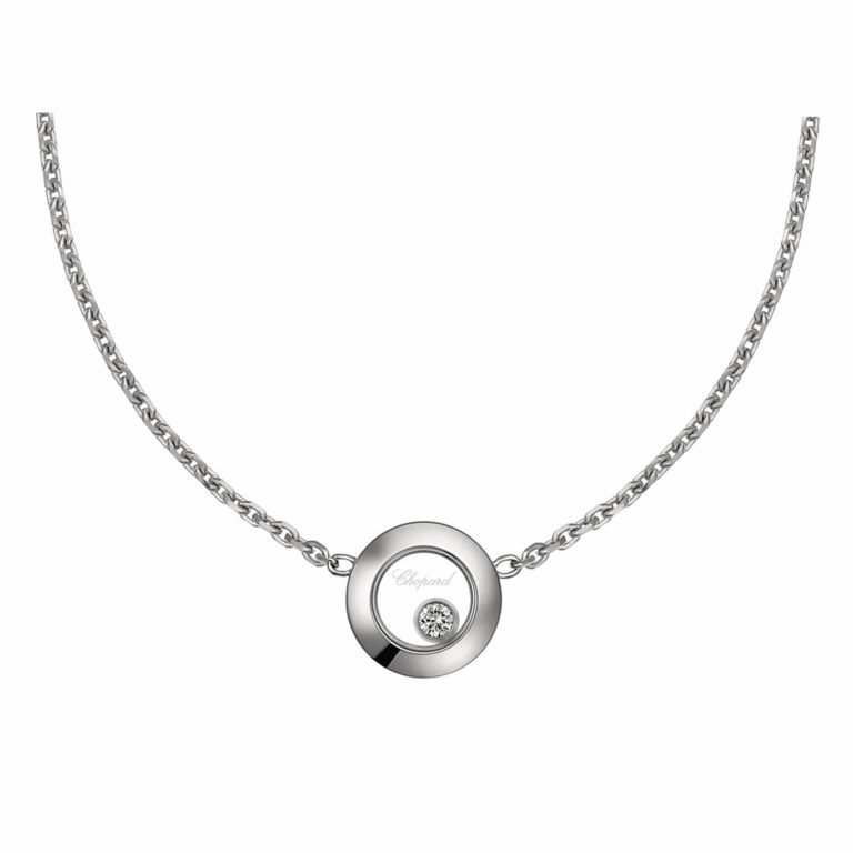 Chopard - Happy Diamonds collier en or blanc 750, pendentif rond avec un diamant