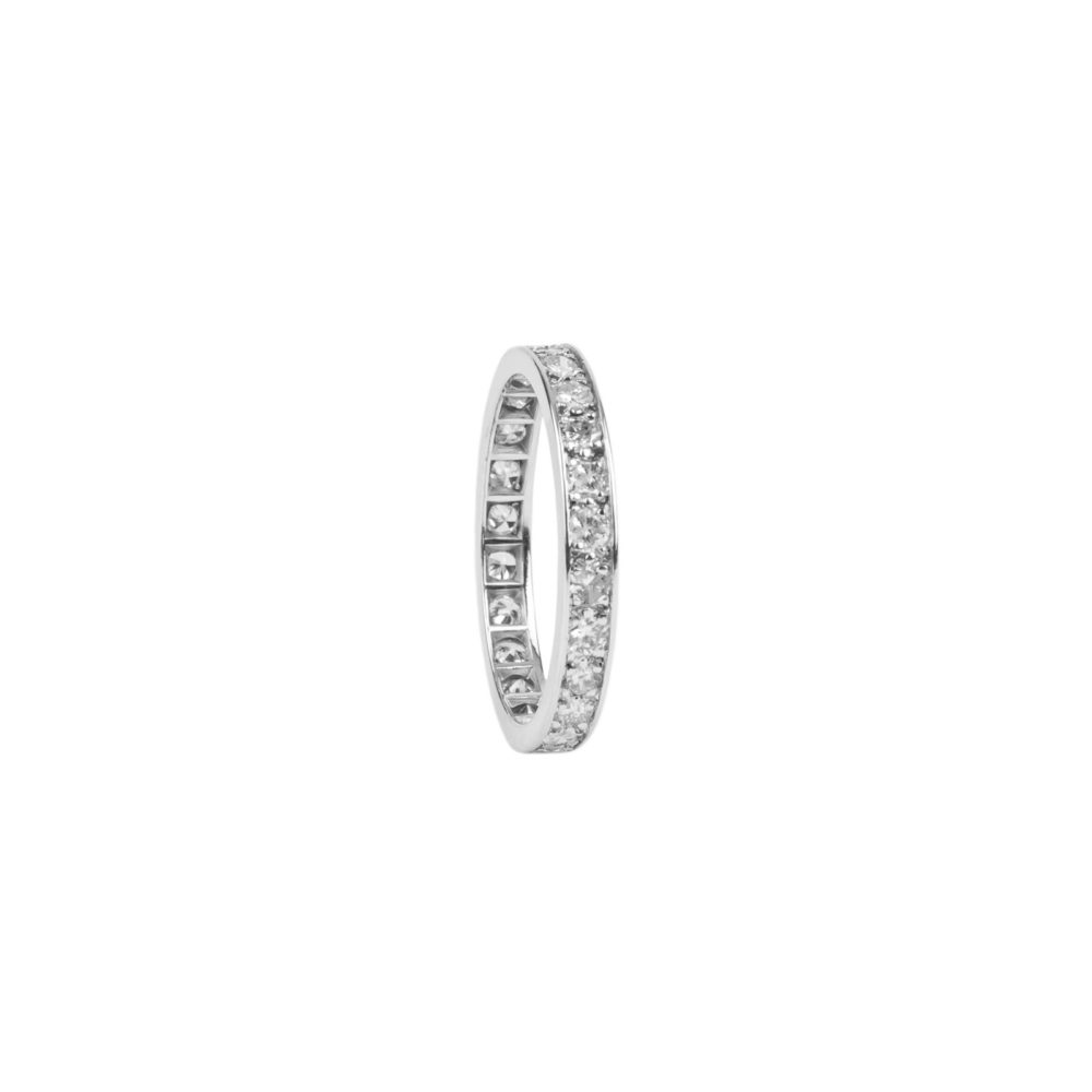 Alliance vintage en or blanc 750, rail serti grains de 24 diamants