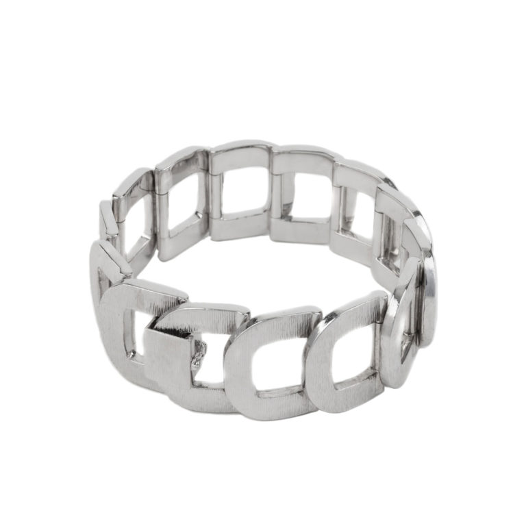 Bijoux Vintage - Bracelet vintage en or blanc 750 style manchette