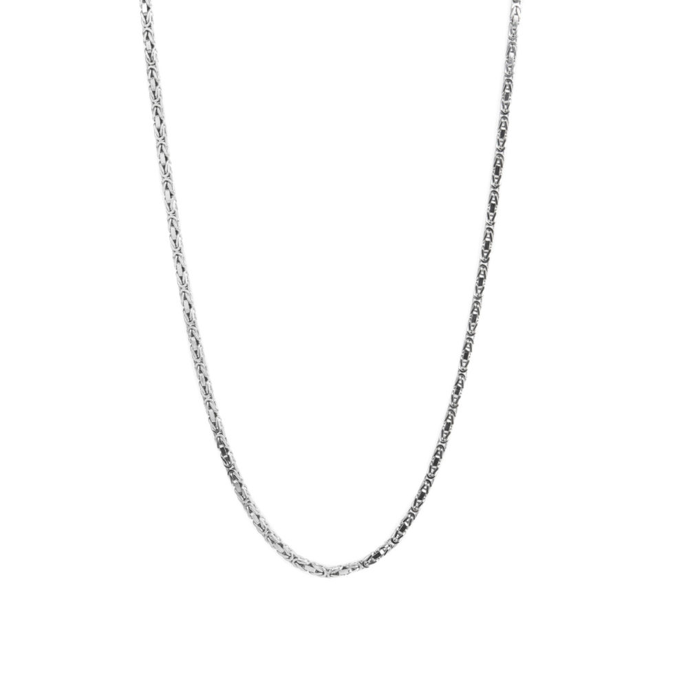 Vintage long necklace in 750 white gold, royal mesh