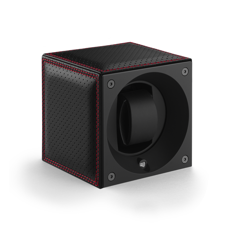 Swiss Kubik - Masterbox single en cuir noir avec couture rouge sans vitre