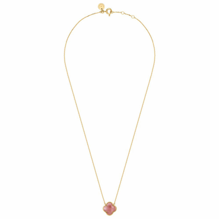 Morganne Bello - Victoria collier en or jaune serti d’un trèfle quartz guava