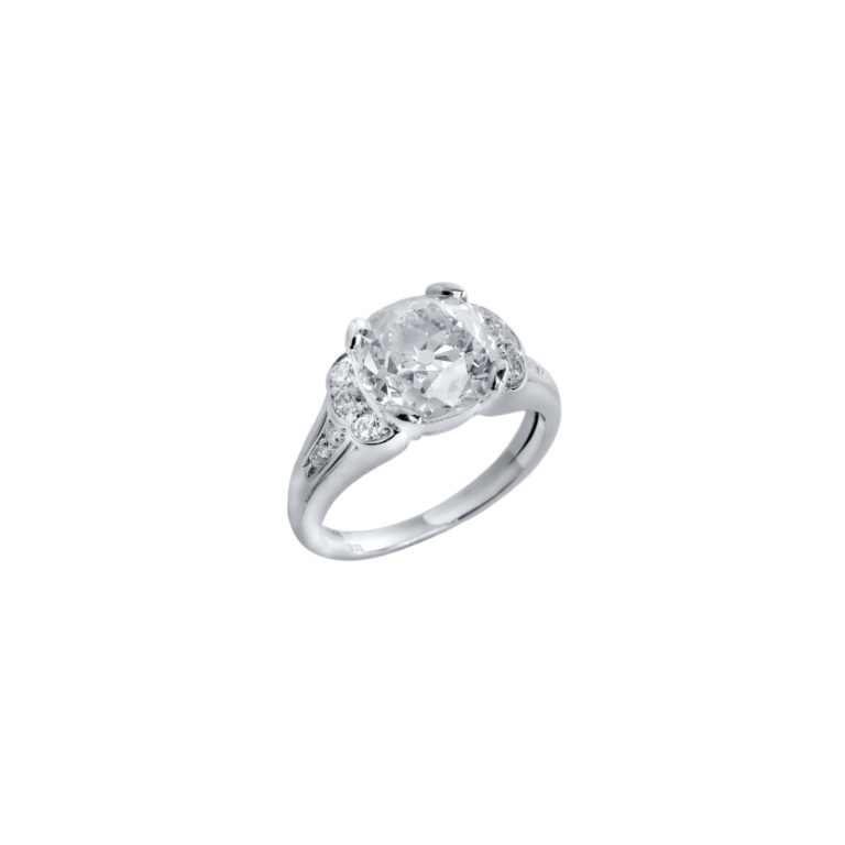 Bijoux Vintage - Vintage solitaire en or blanc serti de diamants