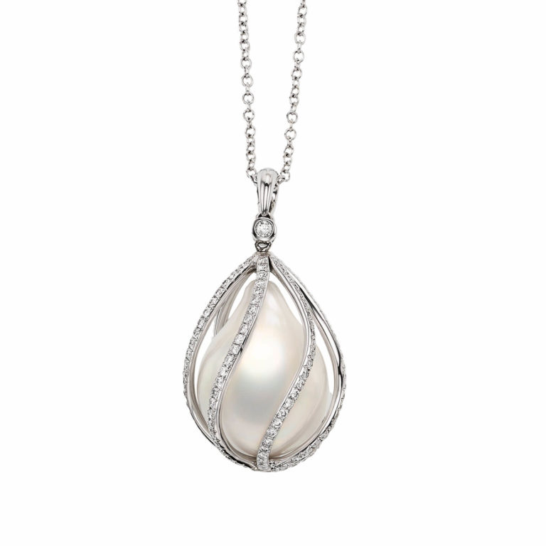 Lionel Meylan Créations - Pendentif en or blanc avec perle d’eau douce