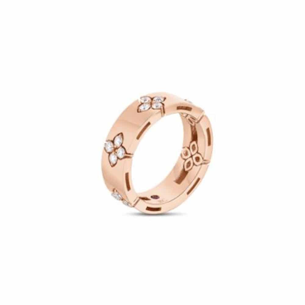 Love in Verona bague en or rose 750 sertie de 20 diamants et un rubis