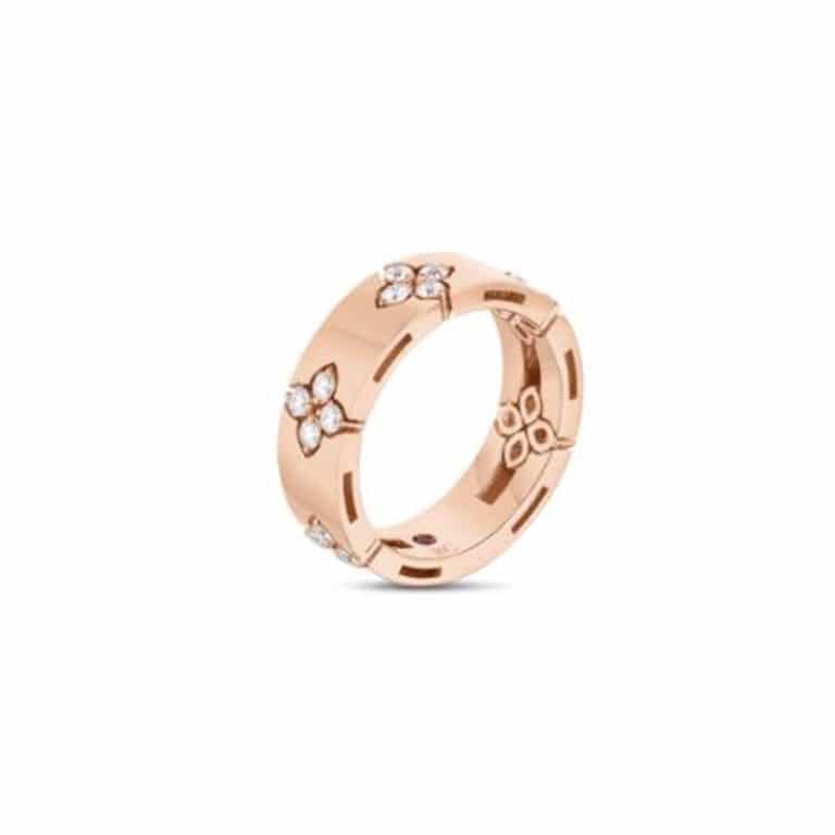 Roberto Coin - Bague en or rose 750 sertie de 20 diamants et un rubis