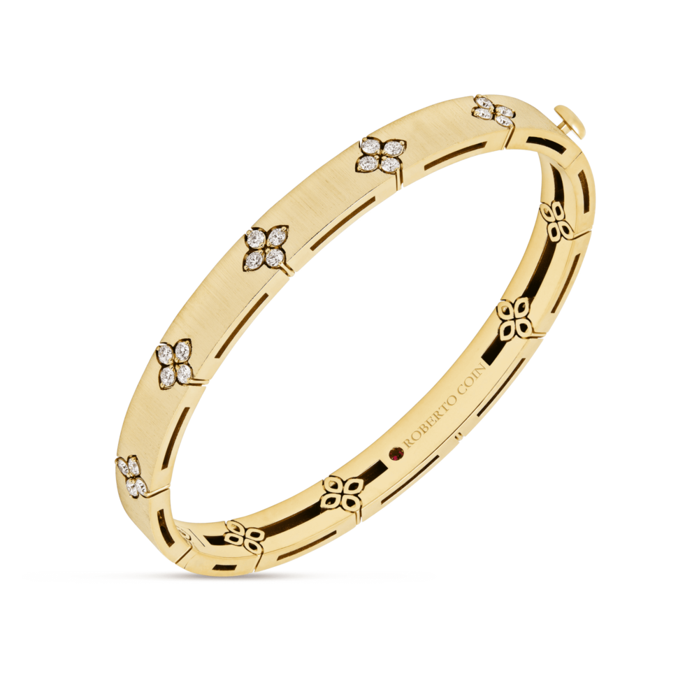 Love in Verona bracelet rigide en or jaune 750  serti de 20 diamants et un rubis