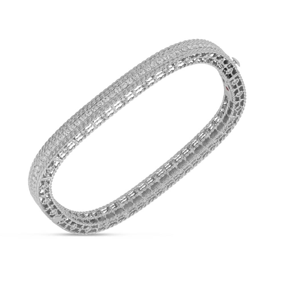Bangle bracelet in 750 white gold set with diamonds