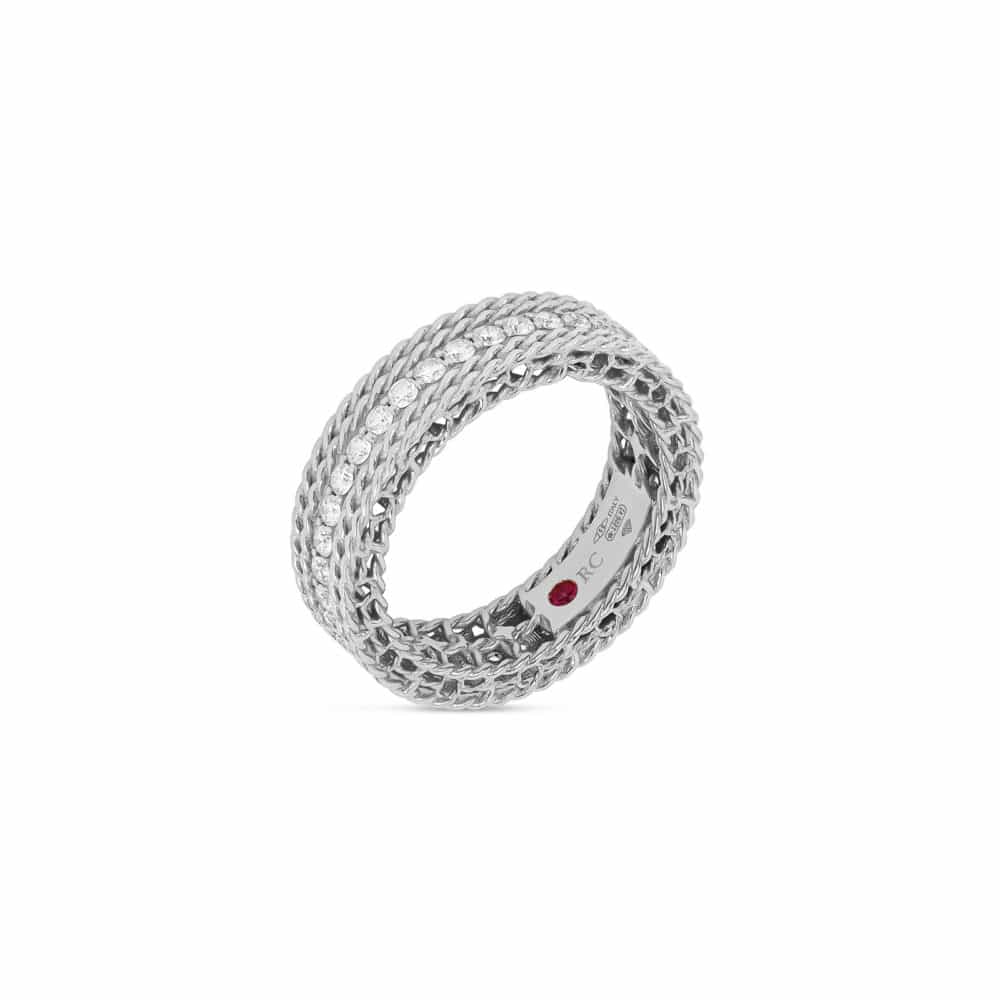 Princesse Bague en or blanc 750 sertie de 34 diamants et un rubis