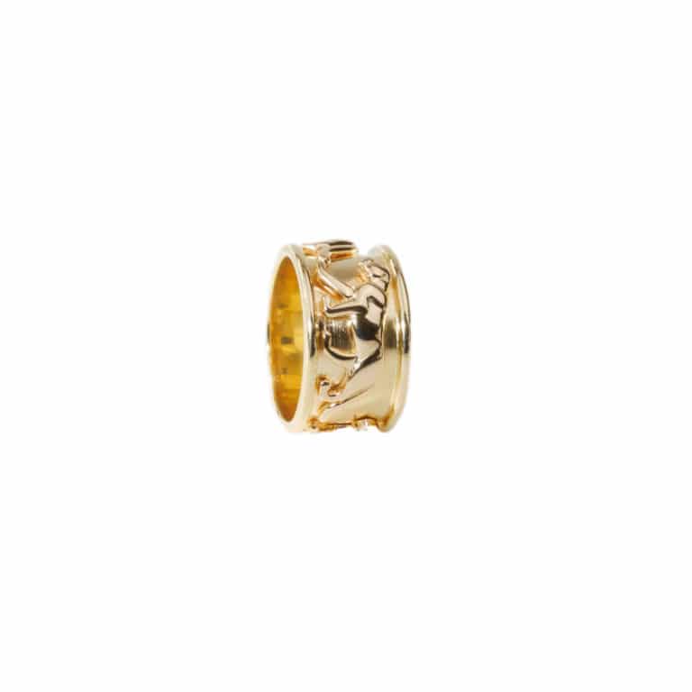 Vintage Jewelry - 750 yellow gold ring satin and polished panther motifs