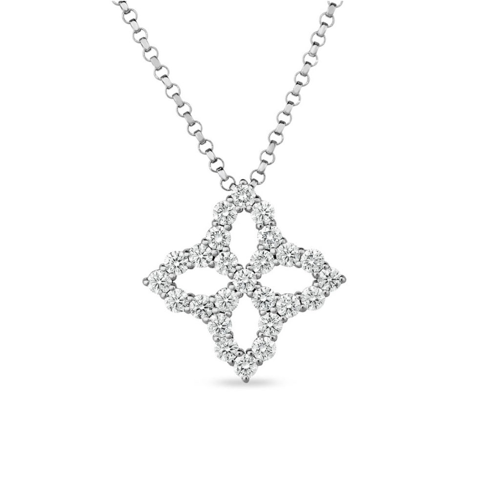Princesse Diamant collier avec pendentif en or blanc serti de diamants