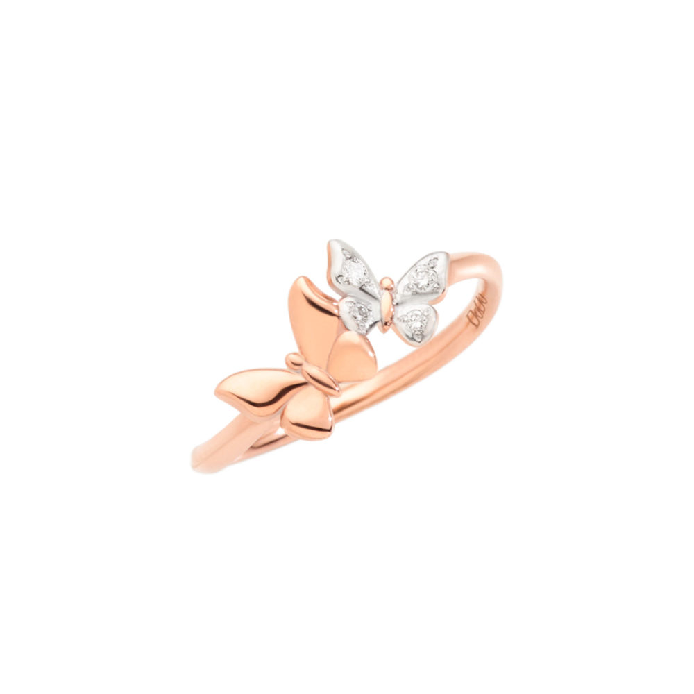 Rose gold Butterfly ring set with diamonds