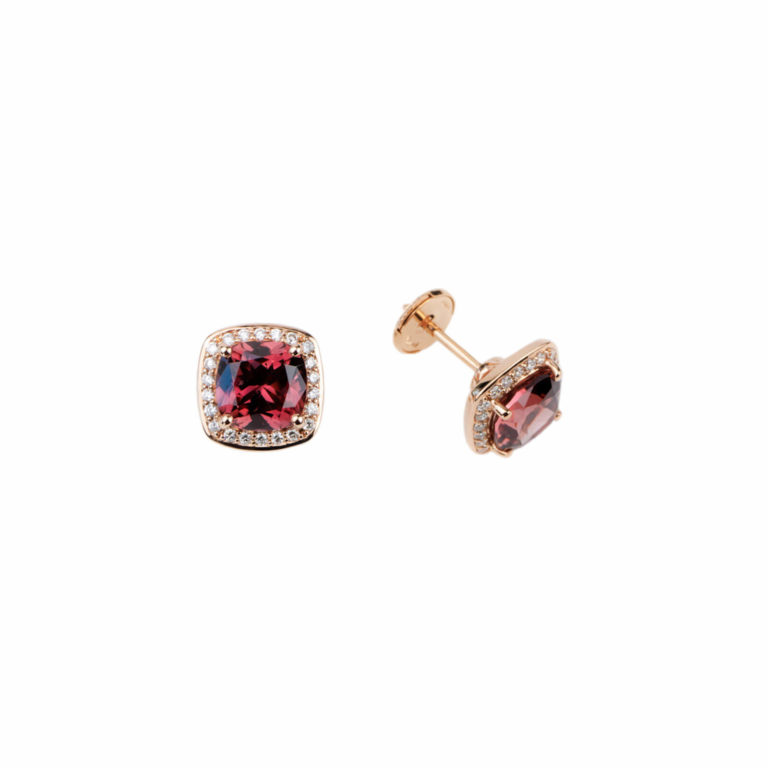 Lionel Meylan Créations - Pink-brown zirconia stud earrings